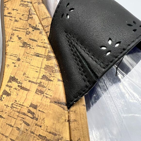 Vionic Womens Anitra Black Leather Wedge Thong Cork Sandals Flip Flops Size 11 - Picture 14 of 16